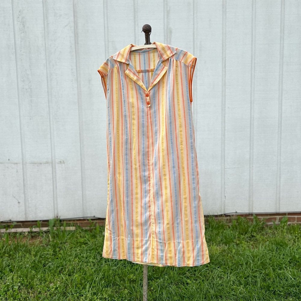 Vintage Seersucker Striped Dress